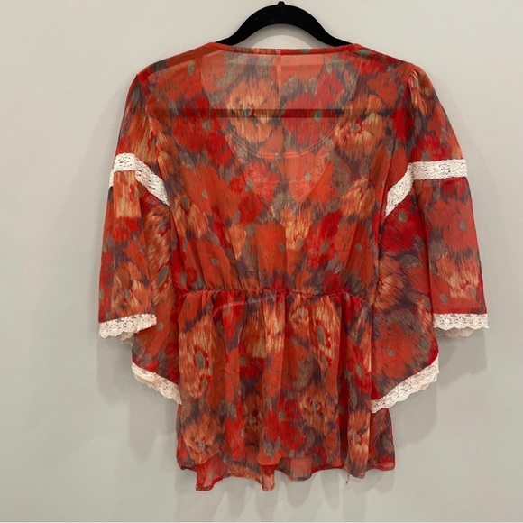 Free People Daydreamer Floral Chiffon & Lace Top - Picture 7 of 8